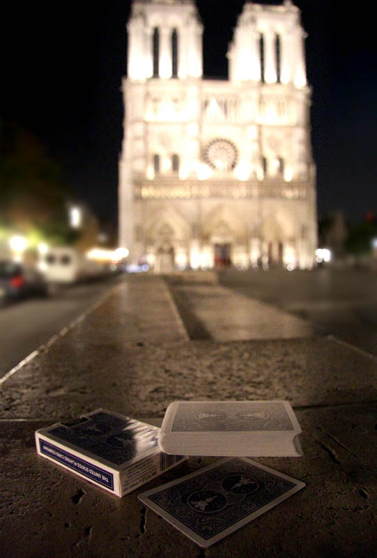 Suspended performance by Mathieu bich in front of notre Dame, Paris France