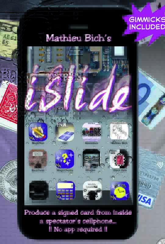 With iSlide you can pretend to open the spectators's  Iphone and remove the folded selected card inside.